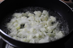 Boiling the florets in salt water