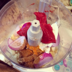 Ingredients are well mixed to form a smooth paste