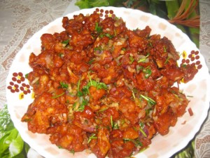 Serve the Gobi Manchurian in a plate