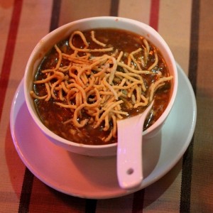 Delicious hot and spicy Chicken Manchow soup