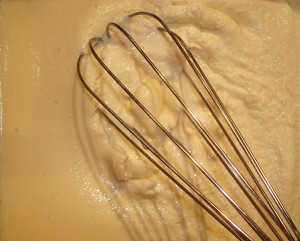 Take out ice cream mixture from freezer and stir using rubber spatula